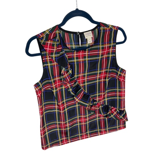 J. Crew Tartan Plaid Ruffle Tank - Picture 2 of 5